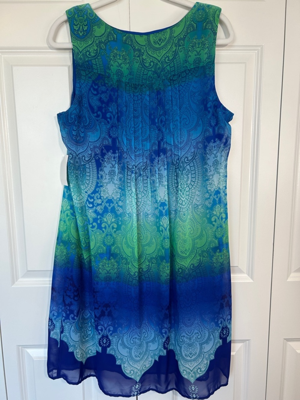 Blue and Green Sleeveless Midi Dress - Picture 5 of 8